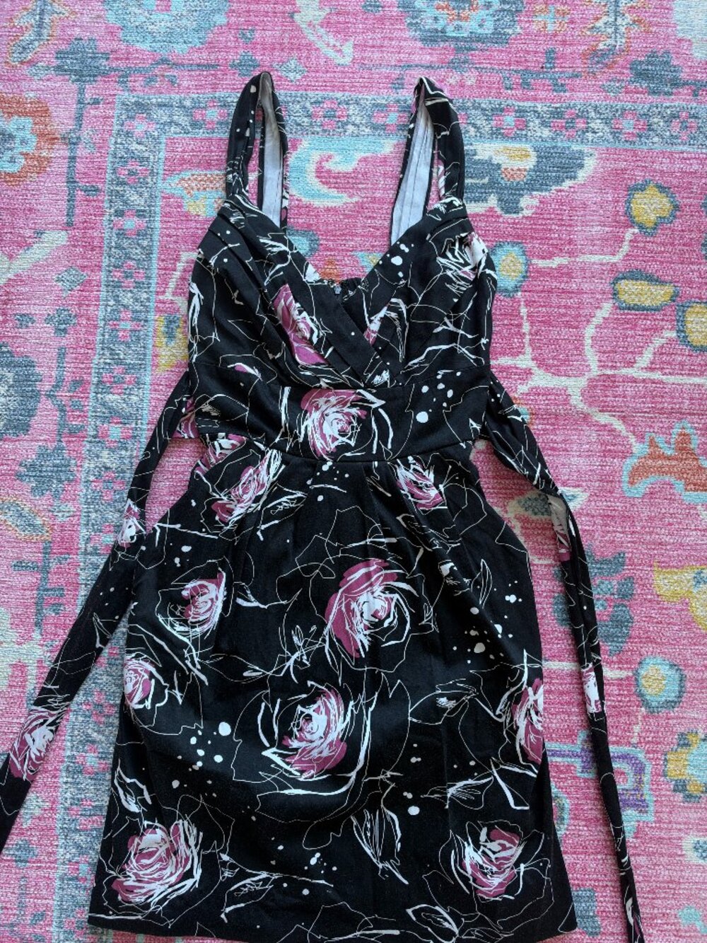 Y2K ABSTRACT FLORAL CHARLOTTE RUSSE DRESS - Picture 1 of 3